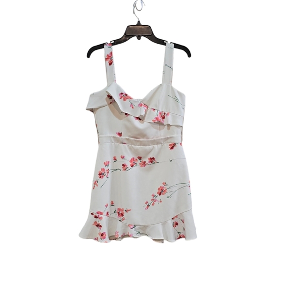 Black Halo Zalda Floral Flutter Ruffle Dress Romantic White Formal Cocktail 8 - Picture 4 of 12